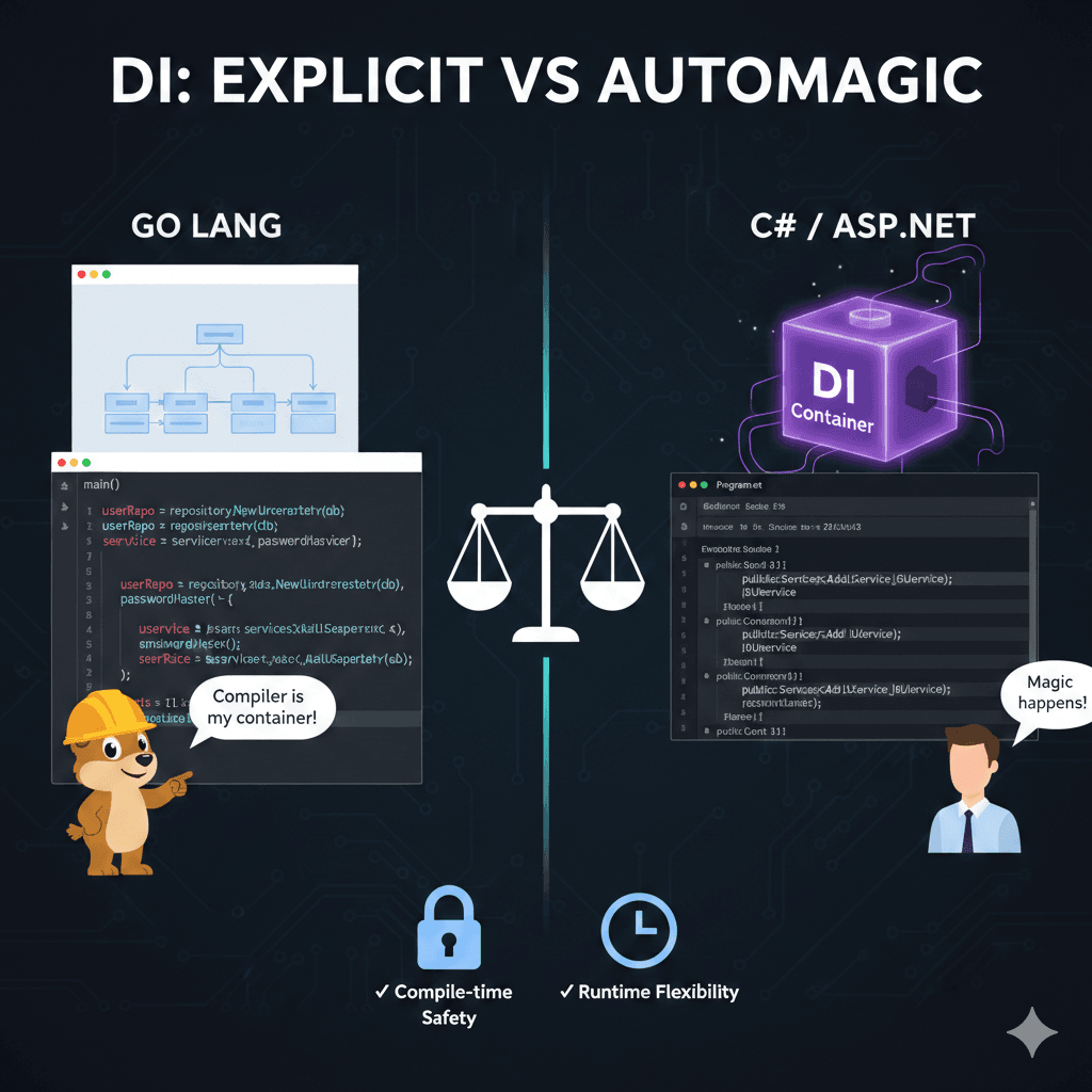 Dependency Injection in Go vs C#: How Two Languages Solve the Same Problem